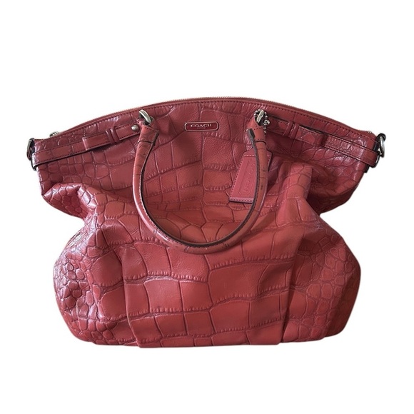 COACH Madison Crocodile Embossed Leather Lindsey Bag - Picture 1 of 10